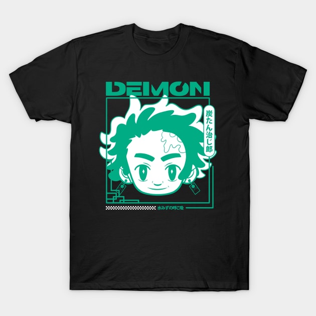 Tanjiro Demon Slayer Chibi Style. T-Shirt by kactwo.studio